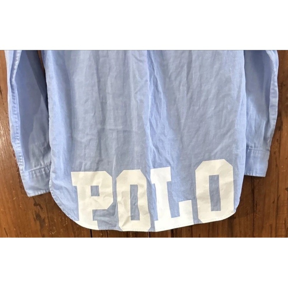 Rare Boys Ralph Lauren Long Sleeve Spelllout Button Down Shirt Sz 12 - Picture 3 of 8